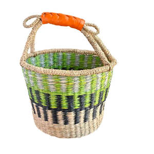 Cesta Bolga de pastos marinos tejida a mano, organizador de almacenamiento de paja hecho a mano, decoración del hogar personalizable ecológica de Vietnam - Product Image 3