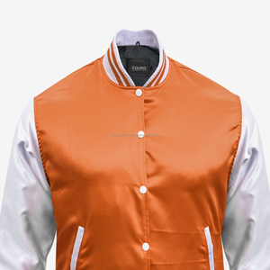 Chaqueta universitaria de satén personalizada para hombre con letras bordadas Chaqueta deportiva con tiras de colores de precio de fábrica para invierno - Product Image 3