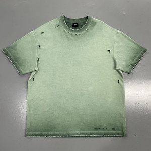 T-shirt 100% Coton Délavé à l'Acide, Coupe Oversize, Épaules Tombantes, Grammage Lourd 200 g/m², Effet Vintage Stone Wash - Product Image 1