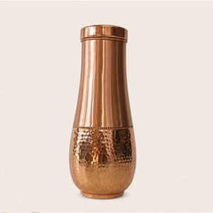 Bouteille d'eau en cuivre pur, design martelé, bienfaits ayurvédiques pour la santé, anti-fuite, écologique, pour le yoga et la gym - Product Image 1