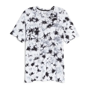 <b>Men's</b> <b>Tie</b>-Dye Short Sleeve T-Shirt O-Neck Knitted Casual Regular Fit White <b>Black</b> Pattern Print - Product Image 1