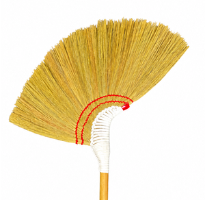 Eco Friendly Classic Bamboo <b>Handle</b> Grass <b>Broom</b> Medium Bristle Durable Indoor Floor Cleaning Tool 45in and Above - Product Image 4