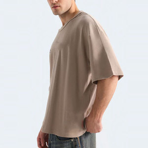 T-shirt pour homme à coupe ample, prix bas, col rond, couleur unie, séchage rapide, motif polyester/coton, respirant, t-shirt d'été - Product Image 5