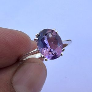Natural Amethyst 925 Sterling <b>Silver</b> <b>Ring</b> Handmade February Birthstone Jewelry Gift For Her - Product Image 2