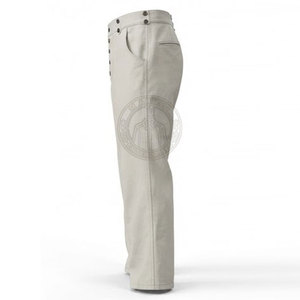 Pantalon droit en toile pour homme, style Guerre civile, avec ceinture structurée et coutures soignées - Product Image 6