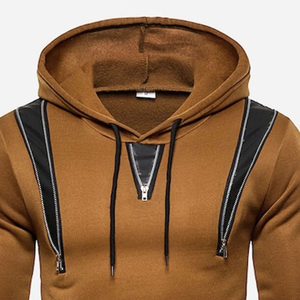 Sudadera con Capucha Personalizada para Hombre, Diseño con Cremallera de Color Sólido, Corte Ajustado, Informal, de Forro Polar, para Otoño, Manga Larga, de Algodón Tejido - Product Image 4