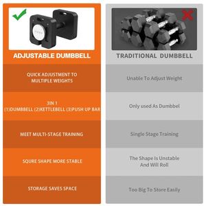 <b>Adjustable</b> 50LB <b>Square</b> Single Dumbbell 9 1 Multiweight Options Quick L Free Weights - Product Image 5