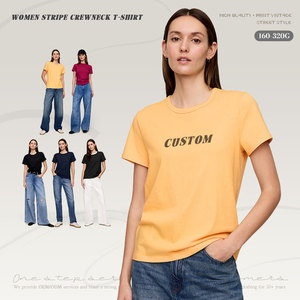 เสื้อยืดผู้หญิงสั่งทำขายส่ง ลายกราฟิก สีเหลือง สำหรับฤดูร้อน ผ้าฝ้าย 100% ทรงปกติ พร้อมโลโก้ - Product Image 2