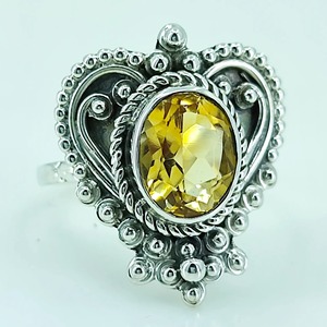 Citrine 925 Sterling Silver <b>Boho</b> Statement Promise <b>Ring</b> for Women Yellow Gemstone 8 x 10 mm Oval November Birthstone Month - Product Image 5