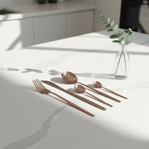 ชุดช้อนส้อมสแตนเลสสีเงินพร้อมโลโก้สั่งทำ ขายส่งคุณภาพสูง ขัดเงาแบบกระจก สำหรับรับประทานอาหารอย่างหรูหรา - Product Image 6