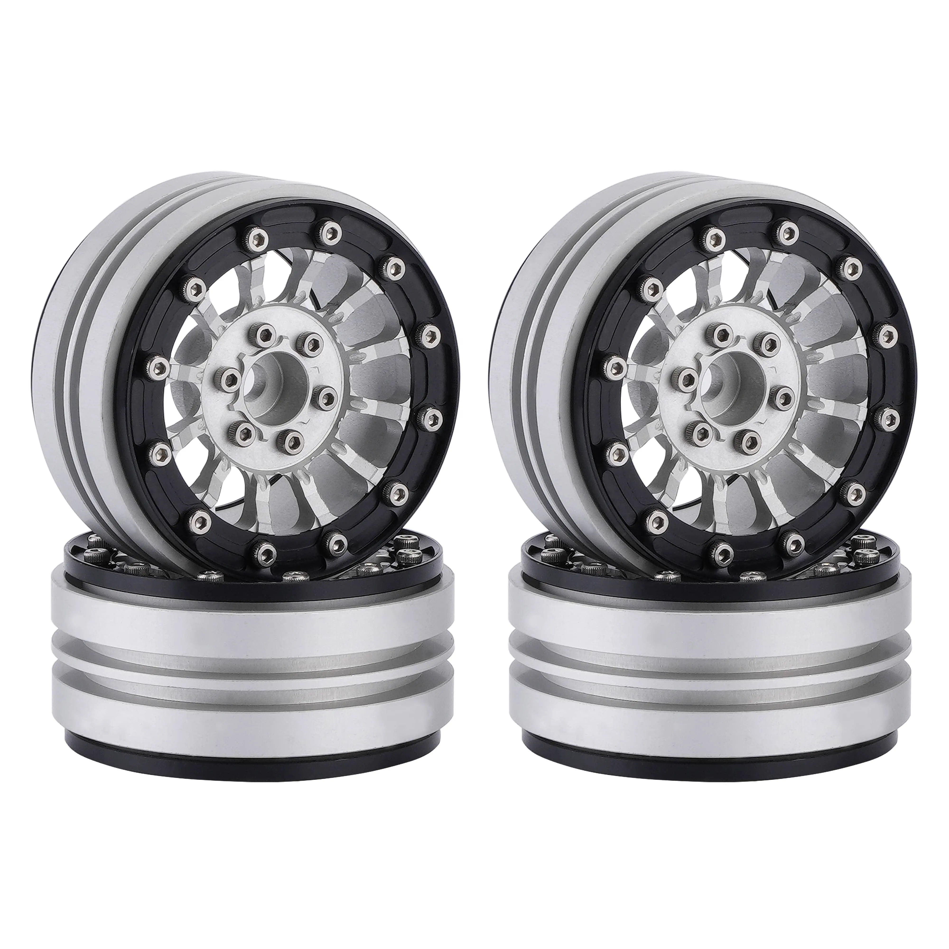 4PCS 1.9'' Aluminum Beadlock Wheel Rims for 1/10 RC Crawler Car RC Wraith Traxxa s TRX4 Axial SCX10 90046 Redcat D90 CC01