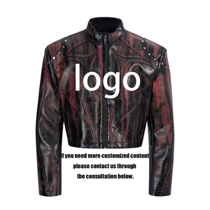 Black <b>Cropped</b> Stand Collar Hand Waxed Biker Leather <b>Jacket</b> Casual Designer Men's <b>Jackets</b> <b>Puffer</b> Winter Leather - Product Image 6