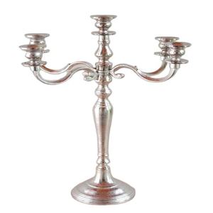 Candélabre en argent à 5 bras avec tige en bois, décoration d'intérieur, porte-bougie en métal durable, décoration de Noël - Product Image 5