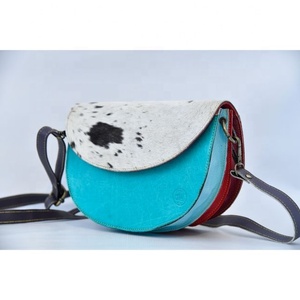 Nouveau Style occidental recyclé peau de vache fourrure cuir sacs à bandoulière de haute qualité à la mode véritable recyclé fourrure cuir fronde sac à main - Product Image 2