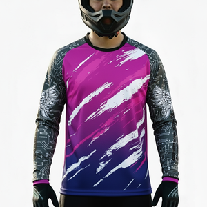 Maillot de motocross à manches longues par sublimation, design personnalisé, polyester respirant à séchage rapide, t-shirt de course moto hiver - Product Image 1