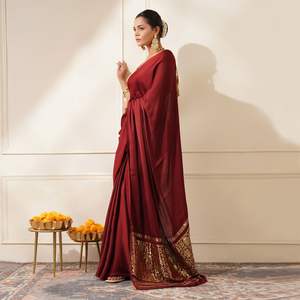 Sari moderne en soie pure fantaisie pour les fêtes, les mariages et Diwali - Product Image 1