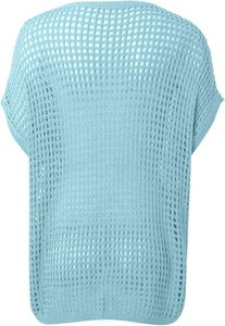 Camiseta de punto de manga corta para mujer, estilo urbano, cuello redondo, con logo personalizado, informal, anti-bolitas, para verano - Product Image 3