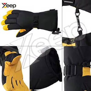 Gants de ski en cuir imperméables coupe-vent thermiques à doigts entiers unisexes pour le ski en plein air en hiver, le snowboard et les températures froides - Product Image 3