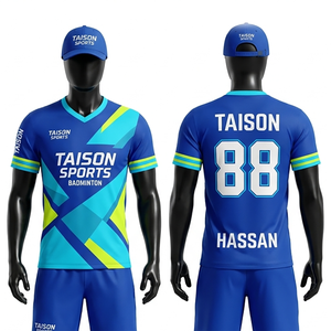 Camiseta de Bádminton para Hombre, Premium, 158 GSM, Poliéster Interlock, Tejido Transpirable, Azul Turquesa, Amarillo, Diseño Geométrico con Paneles, Sublimación - Product Image 1