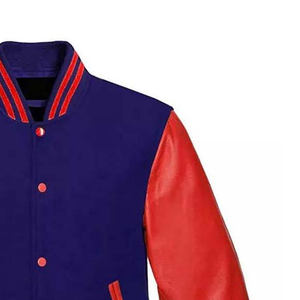 Blouson universitaire personnalisé OEM en mélange de laine 24oz avec manches en cuir de vachette, style urbain tendance pour le marché américain, corps en mélange de laine - Product Image 3