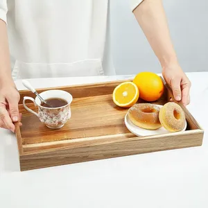 Plateau de rangement en bois rectangulaire, design moderne et luxueux, empilable, finition polie, à un seul niveau, compatible lave-vaisselle, grande capacité, pour un rangement soigné - Product Image 4