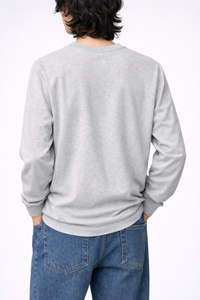 T-shirt à manches longues pour homme, col en V, 100% coton, uni, décontracté, coupe ample, tricoté, respirant, 180g, imprimé en sérigraphie, OEM - Product Image 4