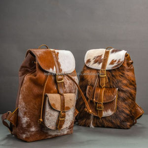 Sac à dos en cuir de vache véritable LW Sac à dos isolé en fourrure de vache de style bohème rock Sac à bandoulière pour ordinateur portable pour femmes Caractéristiques nationales - Product Image 6