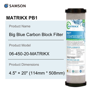 Filtre à charbon actif Big Blue Carbon Block MATRIKX PB1 06-450-20 20 pouces - Product Image 2