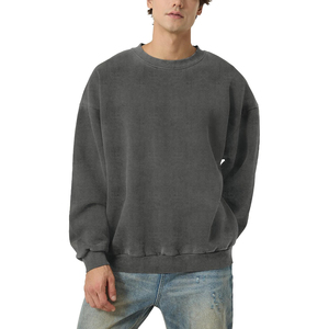 เสื้อสเวตเชิ้ตคอกลมทรงโอเวอร์ไซส์สำหรับผู้ชาย สไตล์วินเทจ สีเทาเข้ม แขนยาว ผลิตตามสั่งขายส่ง รับผลิตแบบ OEM ODM - Product Image 1