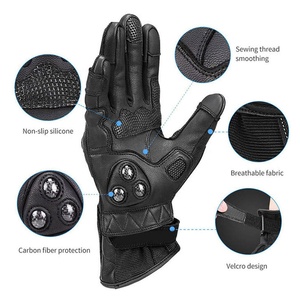 Gants de course en cuir véritable pour hommes Technologie d'écran tactile Protection des jointures en fibre de carbone pour les sports de plein air-pour - Product Image 5