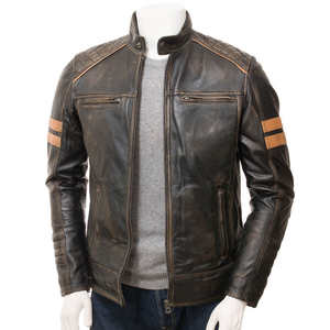 Chaquetas de cuero vacuno resistentes al agua de alta calidad para hombre / La mejor chaqueta de cuero vacuno para invierno con cremallera de alta calidad - Product Image 1