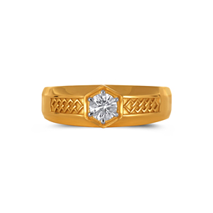 Anillo de Diamantes Geométrico para Hombre, Anillo de Oro de Dos Tonos con una Piedra Central Cuadrada, Halo de Diamantes Completo, Banda de Diamantes en Canal - Product Image 4