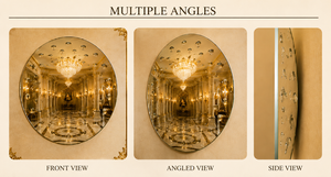 Venetian Circular Round Oval Antique Wall <b>Mirror</b> Etched Floral Beveled Frame Antique <b>Silver</b> Full Length Decorative Luxury Hand - Product Image 2