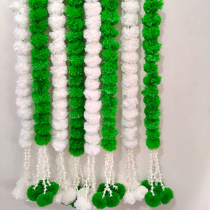 พวงมาลัยห้อยประดับดอกดาวเรืองสีเขียวลากันเทียมสำหรับตกแต่งงานแต่งงานสายดอกฮาลด์เมดและของตกแต่งเทศกาล - Product Image 1