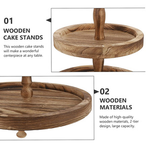 Bois rustique 2 niveaux plateau de service Cupcake Stand fruits affichage Dessert plateau organisateur de fête pour noël vacances décor à la maison utiliser - Product Image 4