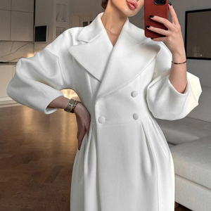 Latest Elegant Women's Wool Blend Premium Warm Long Winter Coat Button Closure Pockets Short Customized Color Logo High Quality - Product Image 5