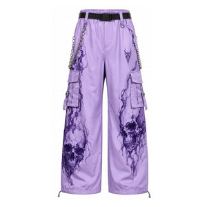 NAPA INDUSTRIES Gothic Wide Leg Pants Men <b>Harem</b> Spandex/Cotton Multiple Pockets Chain Decor Distressed Oxford Street Style - Product Image 5
