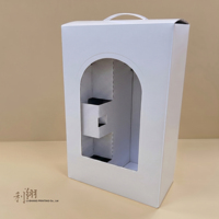 Caja de Regalo Blanca Autoarmable con Asa y Ventana, Materiales Reciclados, Cartón Corrugado con Relieve para Empaque de Vodka y Whisky