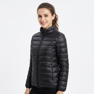 Men's Slim Fit Puffer <b>Jacket</b> Stand Collar Zipper Closure Windproof Solid Color Winter Casual Outerwear Regular Length Polyester - Product Image 4