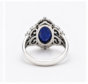 Natural <b>Lapis</b> <b>Lazuli</b> Silver <b>Ring</b>, 925 Sterling Silver <b>Ring</b>, Blue Gemstone <b>Ring</b>, Handmade Statement <b>Ring</b>, Boho Jewelry, Gift for - Product Image 2