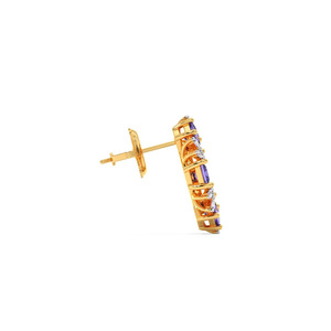 Pendientes de aro con cristales morados dorados y diamantes - Product Image 3