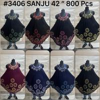 Gaun Midi Payung Bohemian Manis Berbahan Crepe Batik Tenun Bermotif, Kerah V, Lengan Pendek, Pinggang Rendah, 100% Viscose Anti Kusut, Bernapas