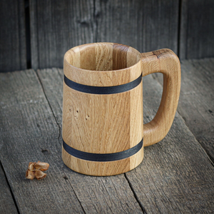 Chope à bière en bois naturel avec doublure en acier inoxydable |   Chope à bière en bois artisanale et durable - Product Image 3