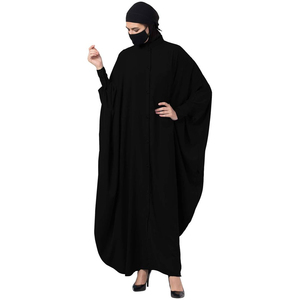 Ensemble Abaya Hijab en Coton Noir Brodé à la Main avec Imprimé Animal, Manches Longues, Longueur au Sol, Coupe Ample, Respirant, pour Femme Musulmane - Product Image 4