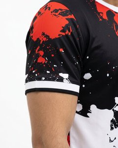 Ensemble de maillots de football unisexe personnalisés Rouge Noir Blanc Nom de l'équipe sublimé 01 Manches courtes Col rond Coupe athlétique Toutes saisons 100% - Product Image 4