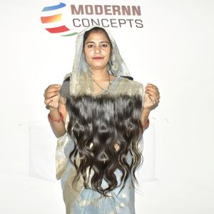 Cheveux humains naturels Remy de qualité supérieure, alignés dans le sens des cuticules, en vison péruvien vierge, bruts, indiens, pour tissage, avec frontal HD 13*6, ondulés (Bodywave) - Product Image 4