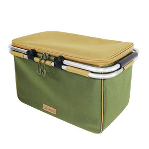 Camping Insulated Cooler Bag 20L Canvas Zipper Closure Picnic Handled Green Cooler Bags - Product Image 2