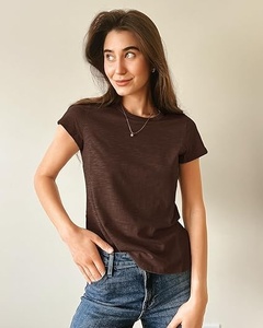 Camiseta de algodón lisa de alta calidad para mujer - Product Image 5