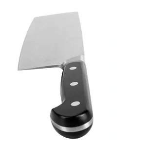 Couteau de chef chinois de 7 pouces, couteau à légumes, lame large argentée, manche noir à trois rivets pour trancher, hacher et préparer les aliments en cuisine - Product Image 4