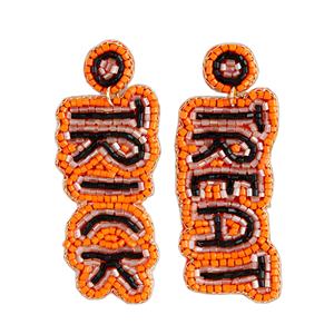 Vente en gros de Trick Treat Boucles d'oreilles pendantes à message perlées en feutre Boucles d'oreilles pendantes à la mode pour les fêtes d'Halloween saisonnières - Product Image 4